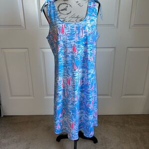 NWOT Lilly Pulitzer Blue and Pink Sailboat Print Dress
